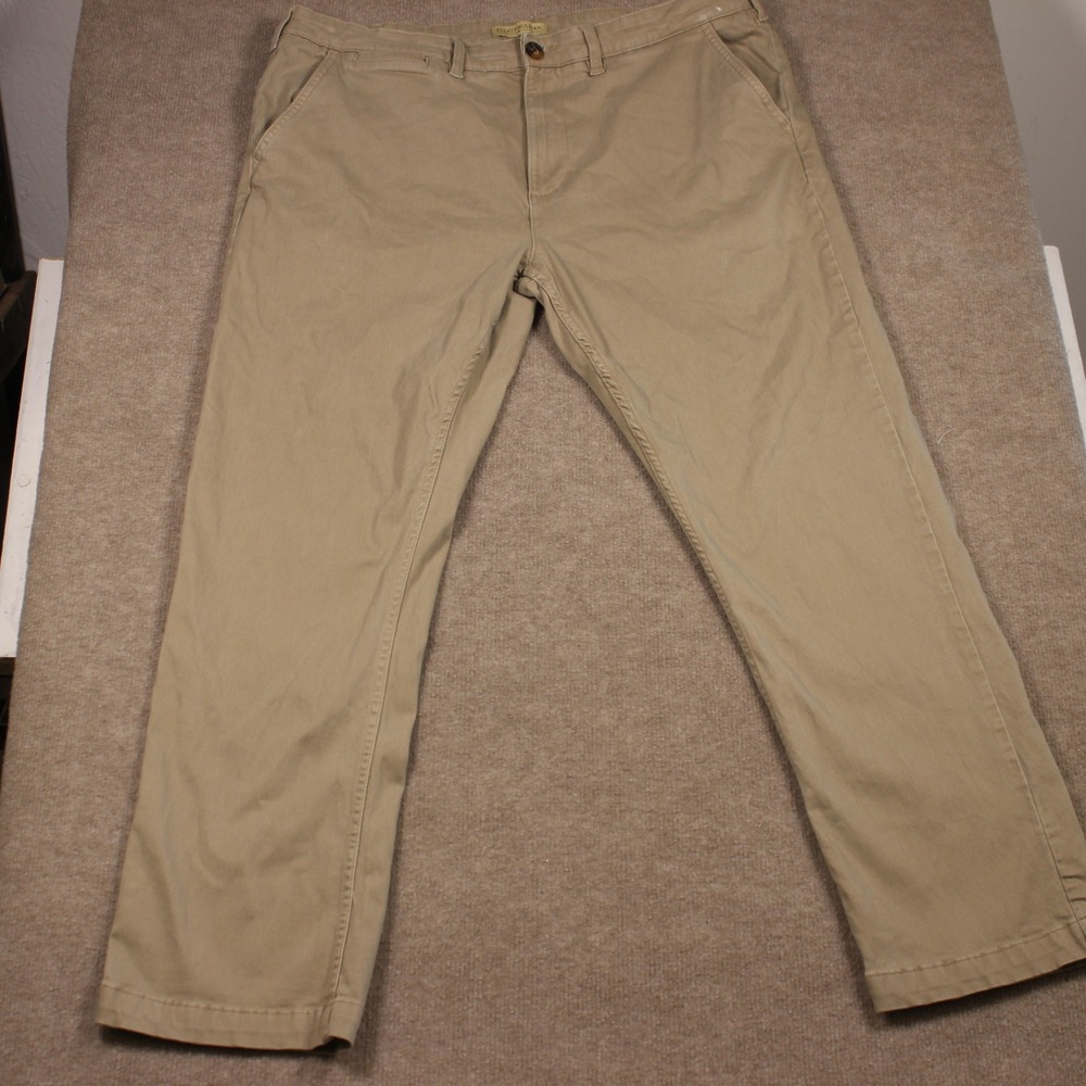 Elliot Mulryan Mens Khaki Chino Pants Tan Flat Front Straight Leg 38x30